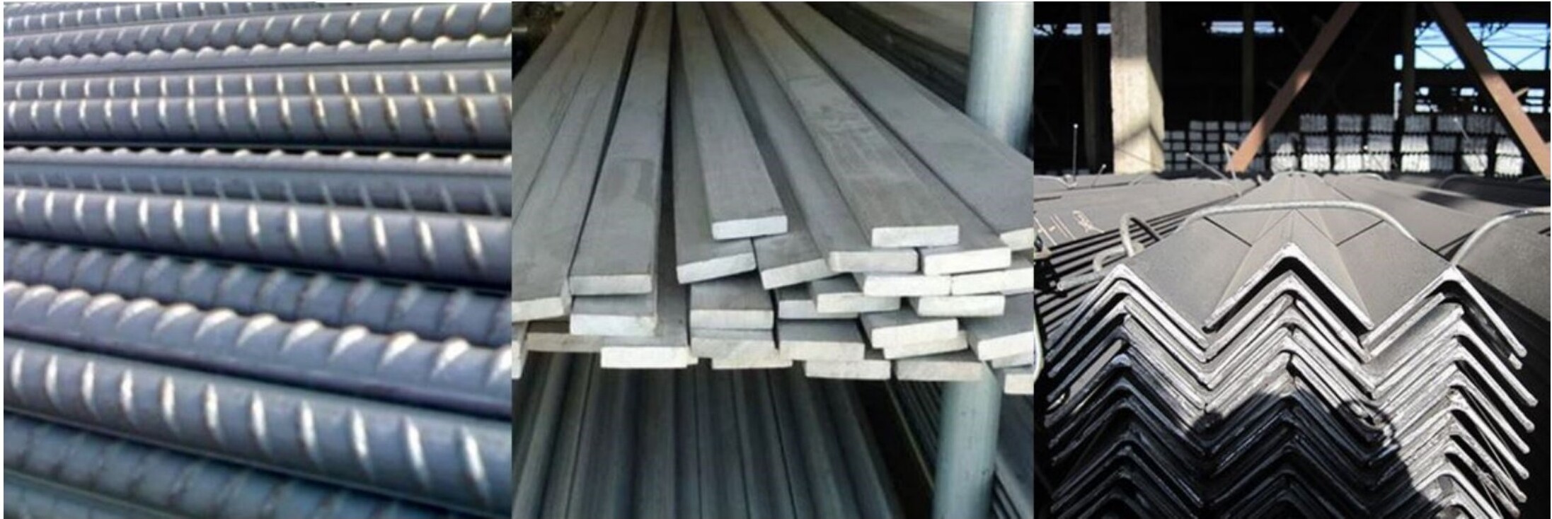 Steel rebar, flat bars and angle iron